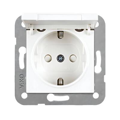 Viko Karre Priz, Çocuk Korumalı, Kapaklı, Çerçevesiz, Beyaz - Viko