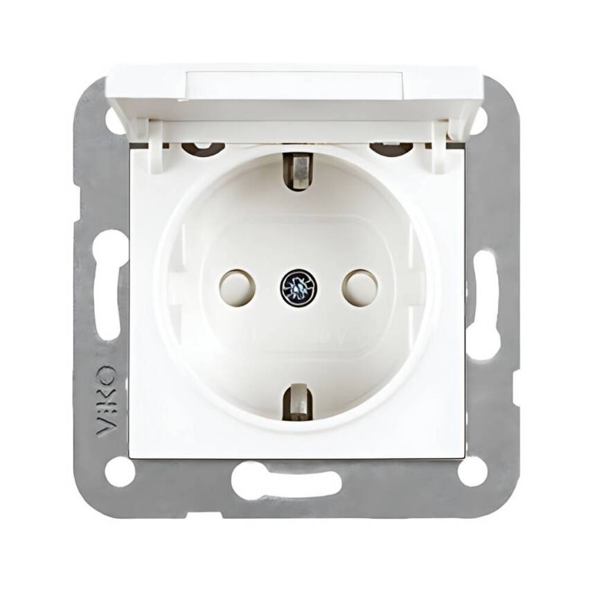 Viko Karre Priz, Çocuk Korumalı, Kapaklı, Çerçevesiz, Beyaz - 1