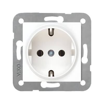 Viko Karre Priz, Topraklı, Çerçevesiz, Şık ve Dayanıklı Tasarım, Beyaz - Viko