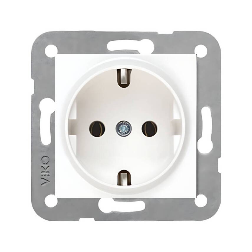 Viko Karre Priz, Topraklı, Çerçevesiz, Şık ve Dayanıklı Tasarım, Beyaz - 1