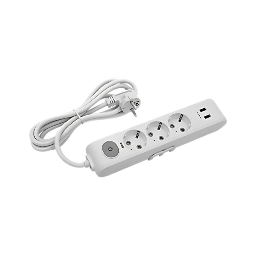 Viko Üçlü 2 USB'li Topraklı Kablolu Çocuk Korumalı Çoklu Priz, 2m (5V 2A) - 1