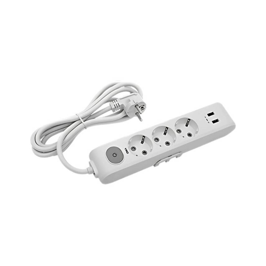 Viko Üçlü 2 USB'li, Topraklı, Çocuk Korumalı Çoklu Priz, 2m (5V 2A) - 1