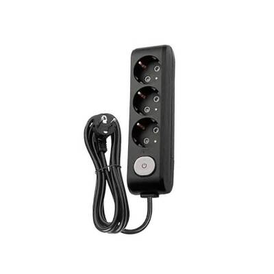 Viko Üçlü Çoklu Priz, Anahtarlı, Uzatma Kablosu, 3lü, 1m, Siyah - Viko