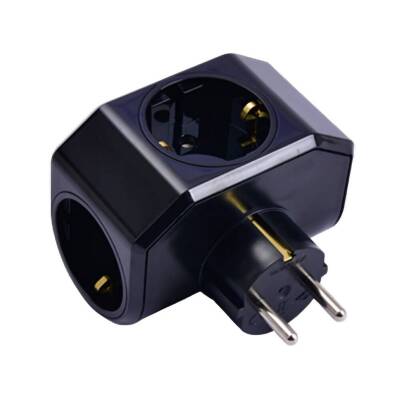 Viko Yonca Plus Priz, 3lü, Şık ve Dayanıklı Tasarım, Siyah - Viko