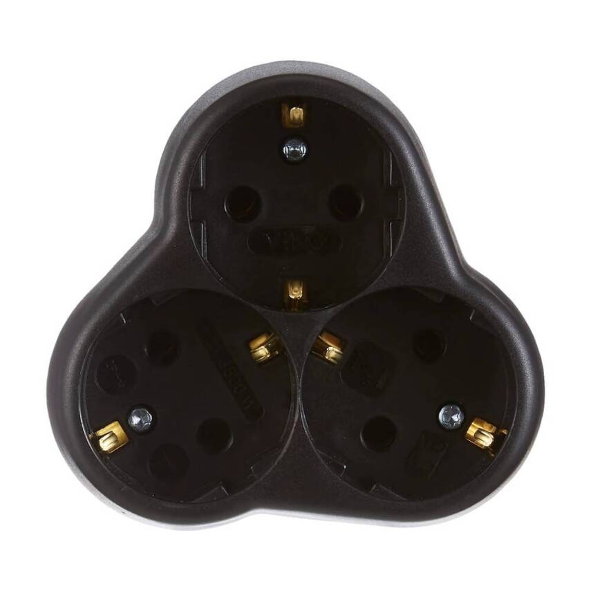 Viko Yonca Priz, 3lü, Şık ve Dayanıklı Tasarım, Siyah - 2