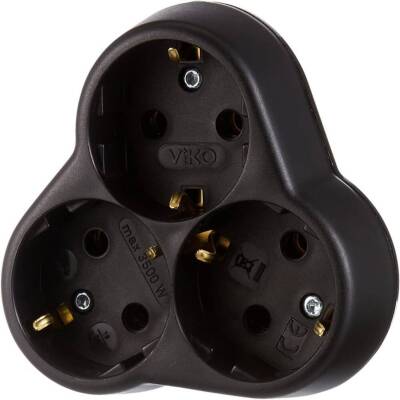 Viko Yonca Priz, 3lü, Şık ve Dayanıklı Tasarım, Siyah - 3