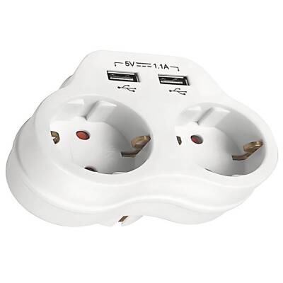 Viko Yonca Priz, İkili Topraklı, 2A USB Çıkışlı, 2li, Beyaz - Viko