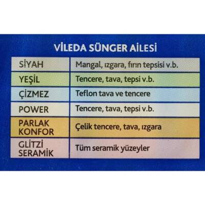 Vileda Sünger, Klasik, Yeşil Renk, Düz, 8+2'li Paket, Dayanıklı - 4