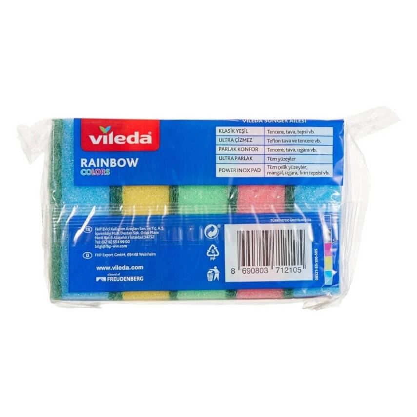 Vileda Sünger, Rainbow, 5'li Paket, Dayanıklı, Uzun Ömürlü Kullanım - 3