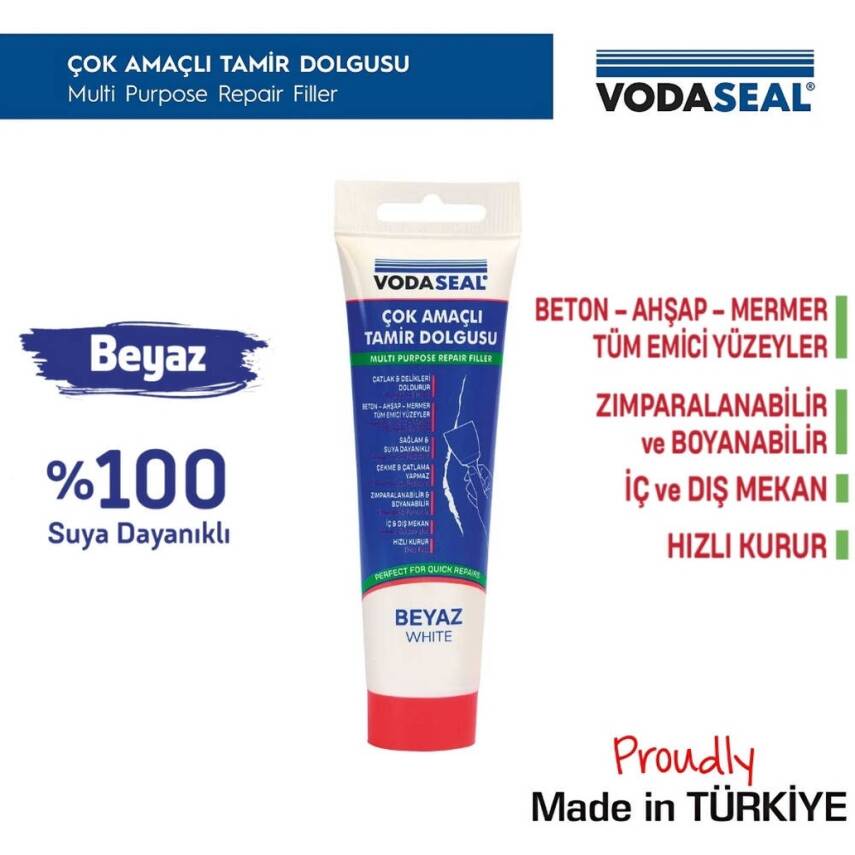 Vodaseal Çok Amaçlı Tamir Dolgusu, 200 gr, Beyaz, Kolay Uygulama - 3