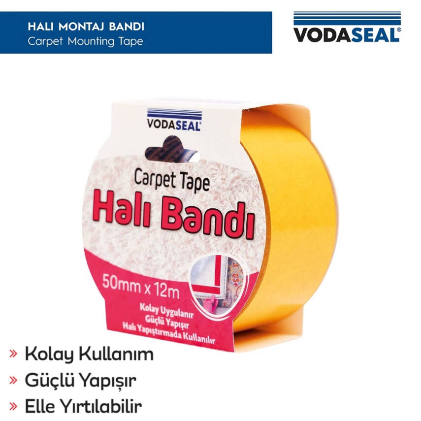 Vodaseal Halı Montaj Bandı, 50 mm, 12 m, Güçlü Yapışkan, Dayanıklı - 3