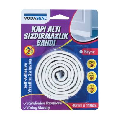 Vodaseal Kapı Altı Sızdırmazlık Bandı, 40 mm, 1.10 m, Beyaz, Dayanıklı - Vodaseal