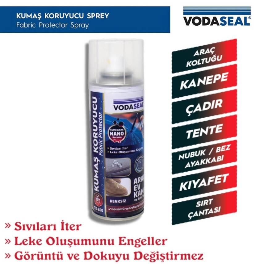 Vodaseal Kumaş Koruyucu Sprey, Su Kaydırma Özellikli, 200ml, Dayanıklı - 4