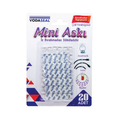 Vodaseal Mini Şeffaf Askı, 20li Paket, Dayanıklı Yapışkan, İz Bırakmaz - Vodaseal