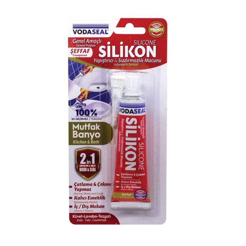 Vodaseal Tüp Silikon, 50 gr, Şeffaf, Dayanıklı ve Çok Amaçlı Kullanım - 1