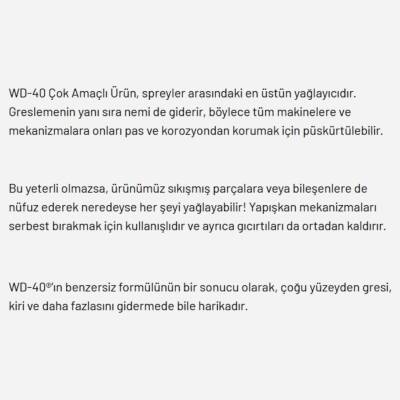 WD-40 Çok Amaçlı Yağlayıcı Sprey, 200 ml, Pas Sökücü, Gıcırtı Giderici - 2