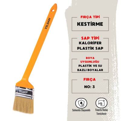 Yılsan Kestirme Boya Fırçası, Kalorifer, NO: 3, Kaliteli ve Dayanıklı - Yılsan