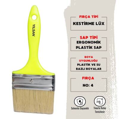 Yılsan Kestirme Boya Fırçası, Lüx, NO: 4, Yüksek Kaliteli ve Dayanıklı - Yılsan