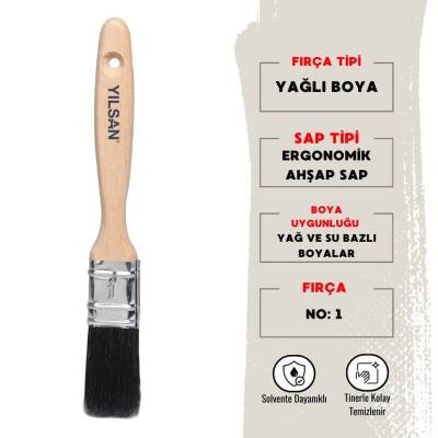 Yılsan Yağlı Boya Fırçası, NO: 1, Yüksek Kaliteli ve Dayanıklı - Yılsan