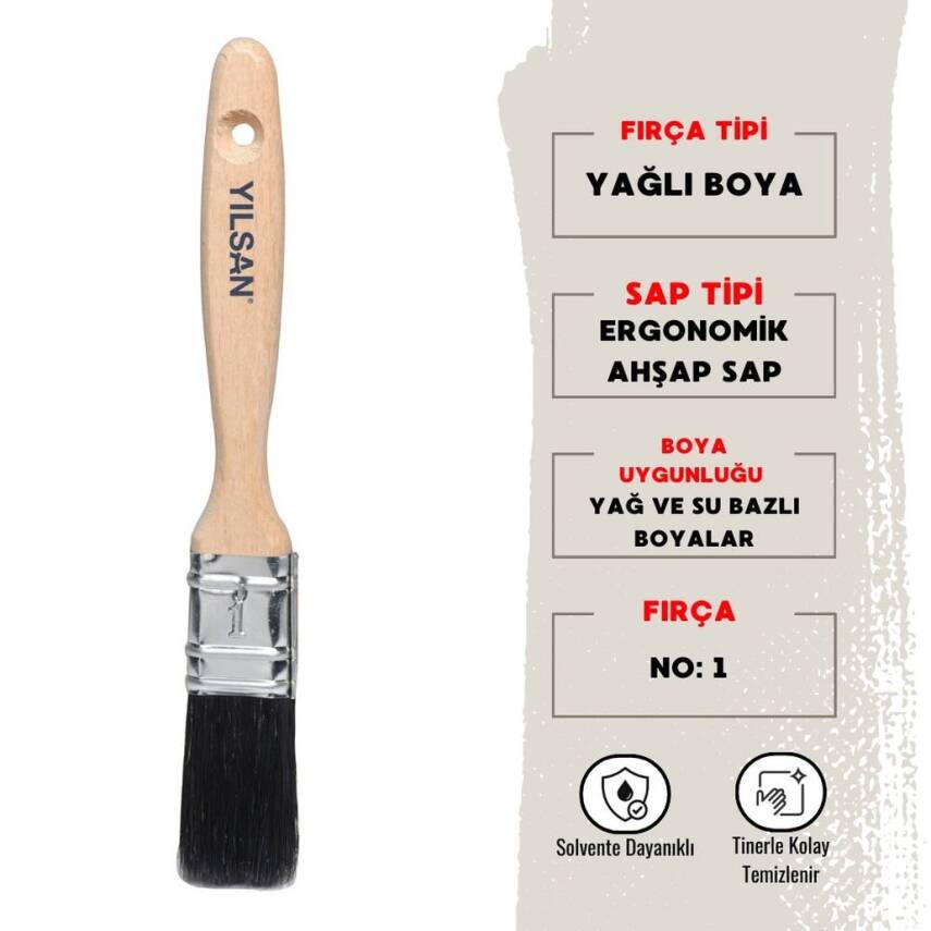 Yılsan Yağlı Boya Fırçası, NO: 1, Yüksek Kaliteli ve Dayanıklı - 1