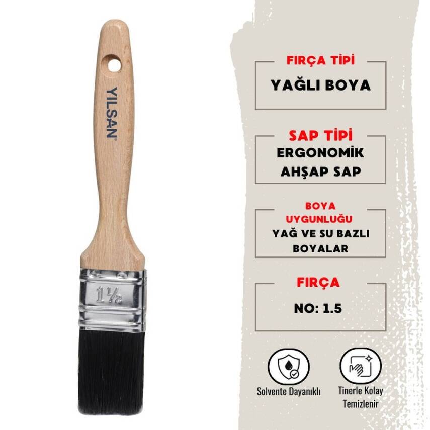 Yılsan Yağlı Boya Fırçası, NO: 1,5, Yüksek Kaliteli ve Dayanıklı - 1