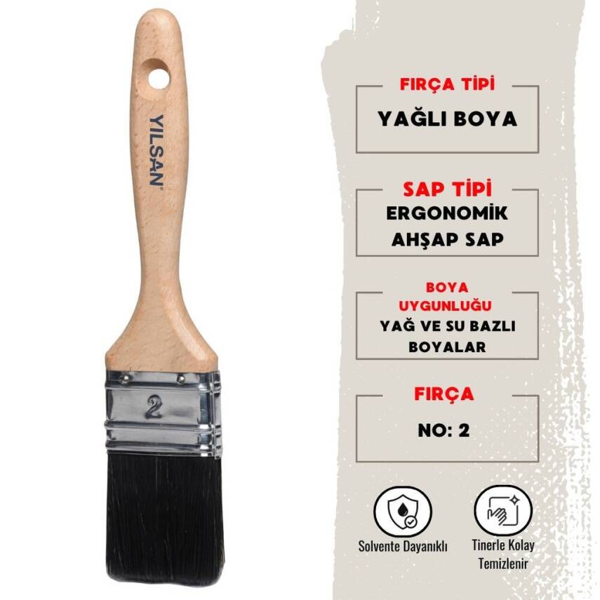 Yılsan Yağlı Boya Fırçası, NO: 2, Yüksek Kaliteli ve Dayanıklı - 1