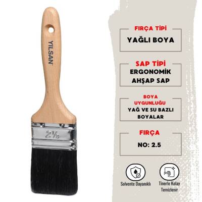 Yılsan Yağlı Boya Fırçası, NO: 2.5, Yüksek Kaliteli ve Dayanıklı - Yılsan