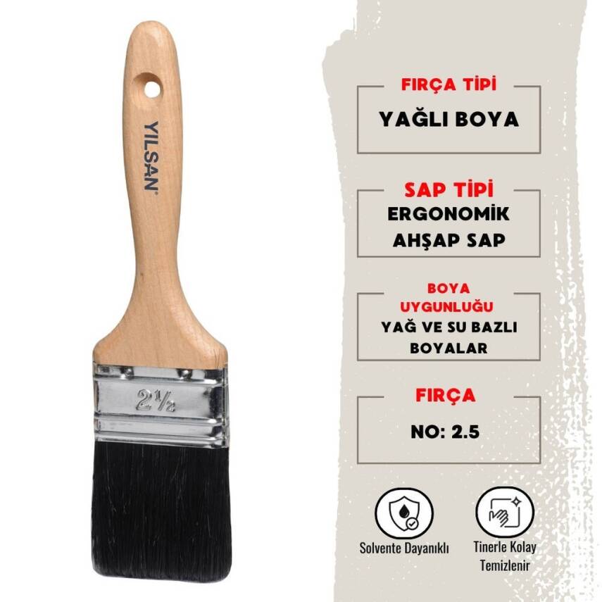 Yılsan Yağlı Boya Fırçası, NO: 2.5, Yüksek Kaliteli ve Dayanıklı - 1