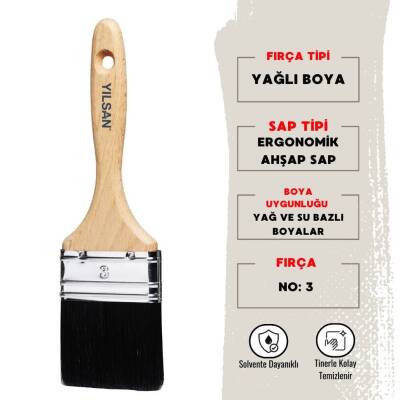 Yılsan Yağlı Boya Fırçası, NO: 3, Yüksek Kaliteli ve Dayanıklı - Yılsan