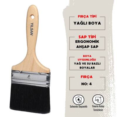 Yılsan Yağlı Boya Fırçası, NO: 4, Yüksek Kaliteli ve Dayanıklı - Yılsan